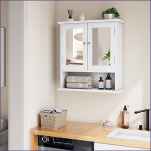 vente unique Armoire murale de salle de bains avec miroir avec etagères réglable