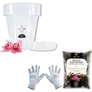 TERREAU - SABLE Kit De Rempotage Pour Orchidées : Pot Transparent Pour Orchidées, 4 Trous De Drainage Et Soucoupe + Terreau Spécifique Pour[L4520]
