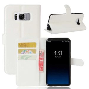 HOUSSE - ÉTUI Coque Samsung Galaxy S8, Blanc Couleur Pure Rétro Cuir Silicone Souple Solide Folio Protection 360° Antichoc