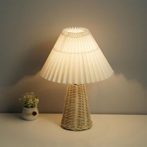 LAMPE A POSER Lampe à poser,Lampe Vintage coréenne en rotin,lampe de Table pour chambre à coucher,accessoires de salon,décoration - A1 -plug model