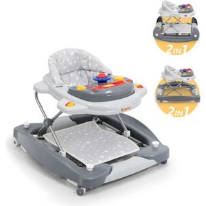 YOUPALA - TROTTEUR Trotteur Bébé 2en1 - BANINNI Classic - De 6 mois à 12 kg - Effets sonores - Gris