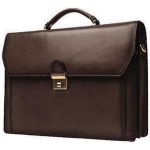 CARTABLE Cartable Katana refente de cuir de vachette 2 soufflets K 63025 - Chocolat - Croûte de cuir - Homme