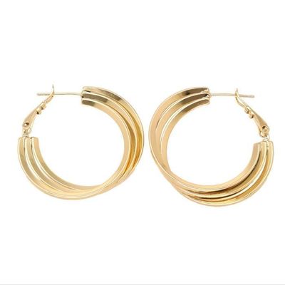 Boucles D'oreilles Créoles En Plaqué Or Jaune 750 - 35 Mm, Lisses - Neuf Avec étiquettes