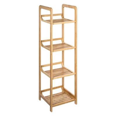 Etagere A 4 Niveaux En Bambou L 30 X L 30 X H 104 Cm 30 Cm Beige