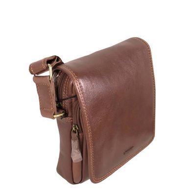 Besace Homme En Cuir Katana - Modèle Marron 6475 - Dimensions 37x28x11 Cm - Cuir De Vachette Gras, Neuf