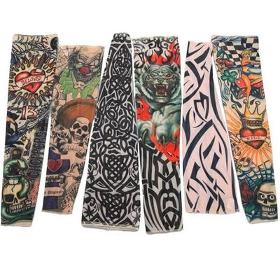 Manchons De Bras Cyclisme Halloween - Lot De 6 Paires, Effet Tatouage, Protection Solaire