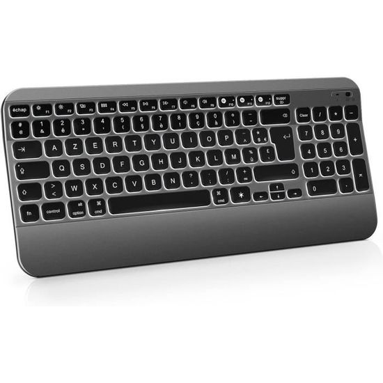 Clavier AZERTY sans Fil Mac, Rechargeable et Rétroéclairé, avec 3