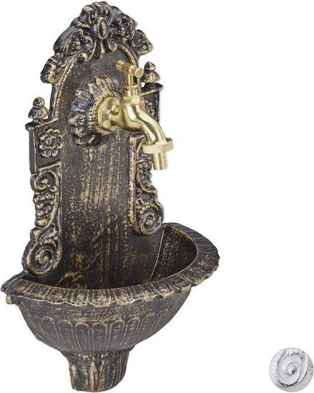 Fontaine Murale Relaxdays Style Antique – En Fonte D’aluminium, évier 75x44 Cm, Robinet 3/4 Pouce