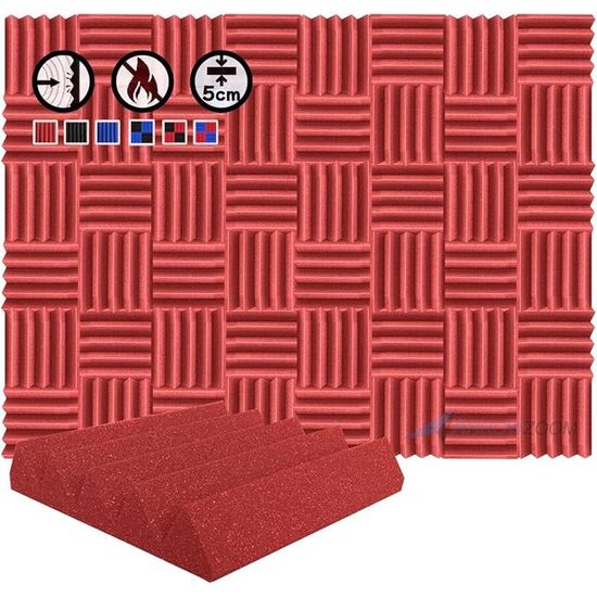 Panneaux Mousse Acoustiques Polyuréthane 25x25x5cm Rouge, Lot 48 — free download