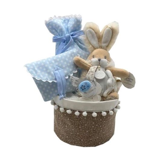 Coffret Naissance Bébé - Couverture + Body + Doudou + Bavoir + Chaussettes + Bonnet - Cadeau Baby Shower Mixte