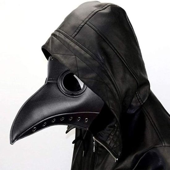 Masque Médecin Peste Moyen-Âge - Bec D'oiseau Latex - Cosplay Halloween SteamPunk - Taille Unique Réglable