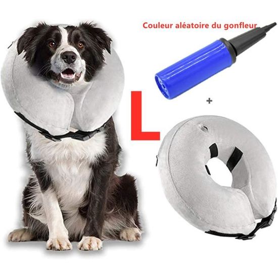 Collerette Confort Pour Chien Et Chat – Collaire Réglable Velcro Post-opératoire, Protection Plaies, Taille L Gris
