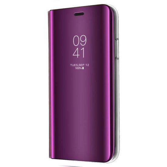 Coque Samsung Galaxy S10e Clear View Etui À Rabat Cover Flip Case Etui Housse Miroir Coque Pour Samsung Galaxy S10e violet