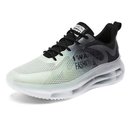 Mo Joc Chaussures de course unisexes, chaussures de randonnée, chaussures de basket-ball confortables pour homme et femme, Blanc/vert, 36 EU