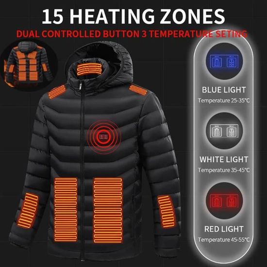 Gilet Chauffant USB Homme/femme - Veste électrique Légère Avec Col Chauffant, Contrôle Température