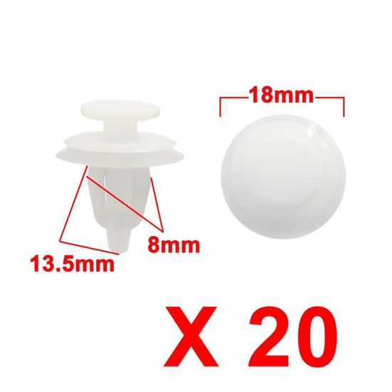 20 Clips De Fixation Plastique Vert Pour Voiture - Rivets Porte Pare-chocs, Trou 8mm - 7