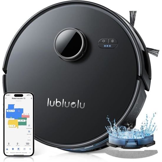Lubluelu Robot Aspirateur Laveur 5000Pa 3 en 1, Aspirateur Robot avec LiDAR Laser 360°, 5 Carte