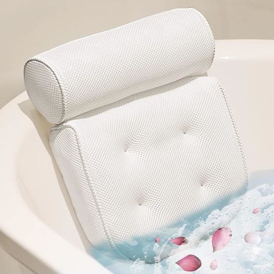 Oreiller De Bain PU Avec Ventouses - Gris Foncé - Appui-tête Ergonomique Pour Baignoire Ou Spa - Neuf