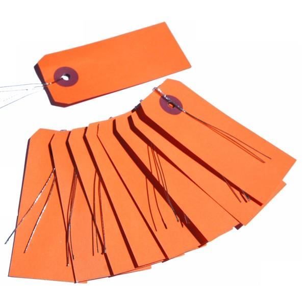 Etiquettes orange avec fil métallique x 10