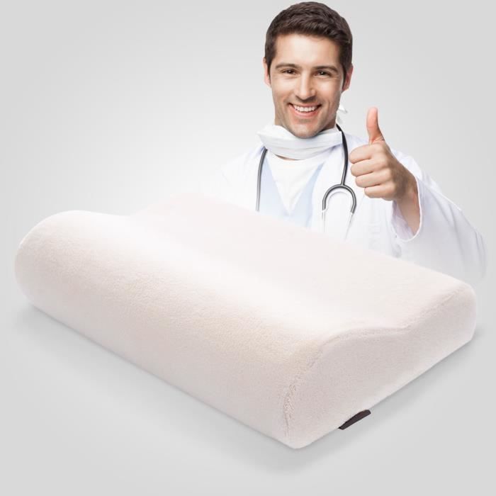 Oreiller en Mousse à Mémoire de Forme Oreiller Ergonomique Soins de Santé Cervicale, Soulagement de la Douleur de Cou 30x50x10cm