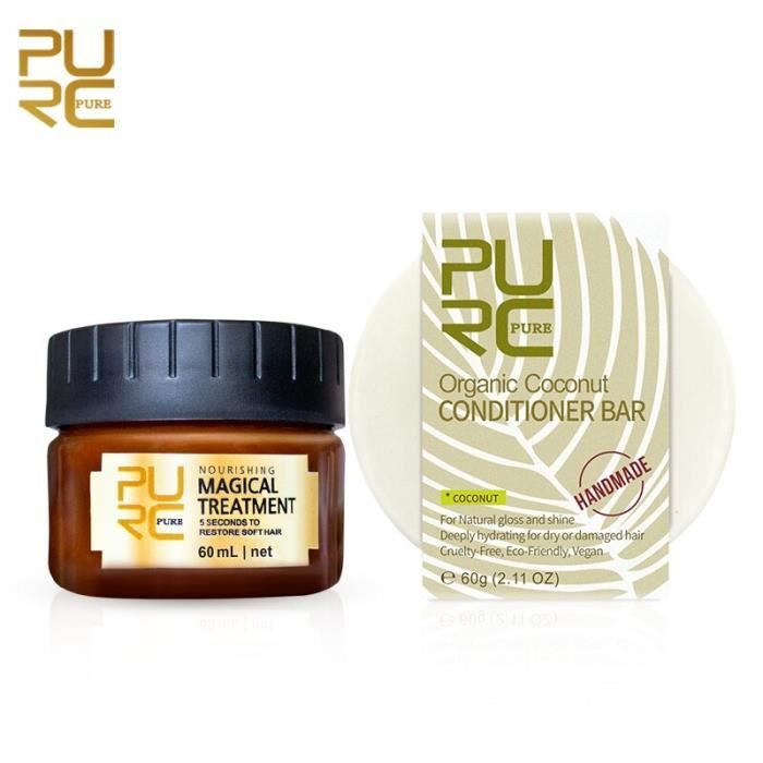 PURC Organic Coconut Conditioner bar et 5 secondes Réparations dommages cheveux Magique masque capiil lisse cheveux brillants