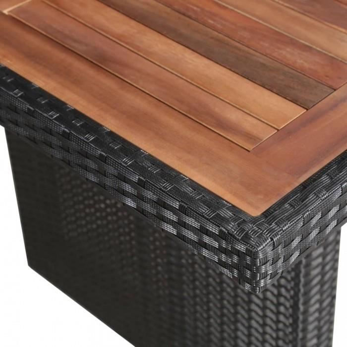 Tables d'exterieur vidaXL Table a manger d'exterieur Resine tressee et bois 240x90x74 cm