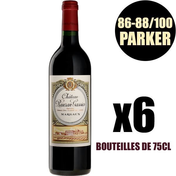 X6 Château Rauzan-Gassies 2016 Rouge 75 cl AOC Margaux 2ème Cru Classé Vin Rouge