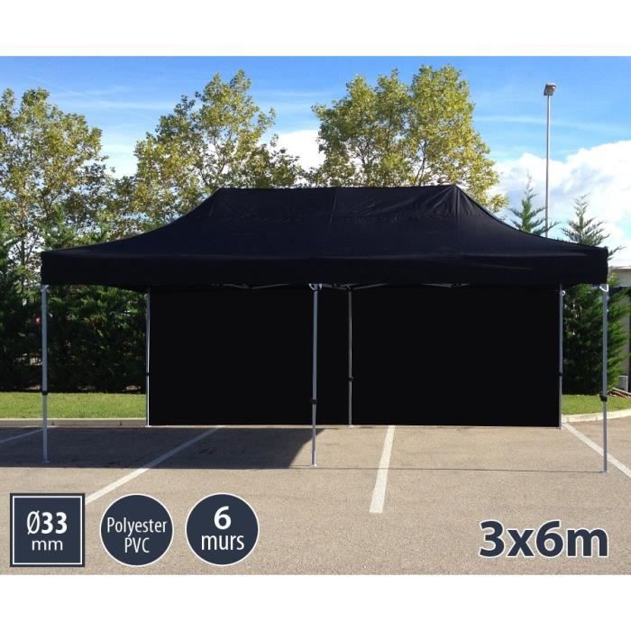 TENTE BARNUM PLIANT 3X6 NOIR SEMI-PRO + 6 MURS