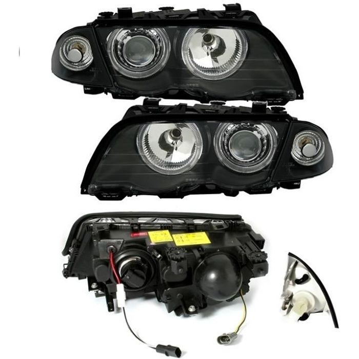2 FEUX PHARE AVANT ANGEL EYES BMW SERIE 3 E46 BERLINE PHASE 1 DE 1998 A 08/2001