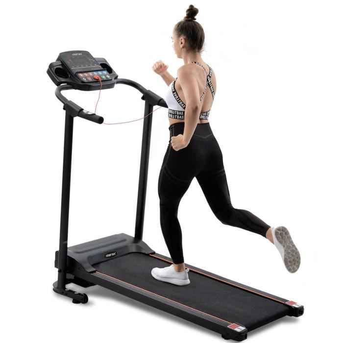 Tapis de course électriques pliables Merax tapis roulants 12 programmes, 12 km / h avec connexion audio AUX, écran LED, USB