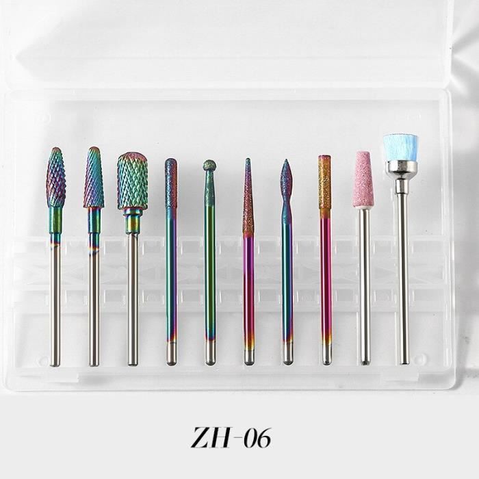 6 -Embouts ponceuse à ongles en céramique électrique, 10 pièces-boîte, tête rotative pour manucure et pédicure, nettoyage des cuticu