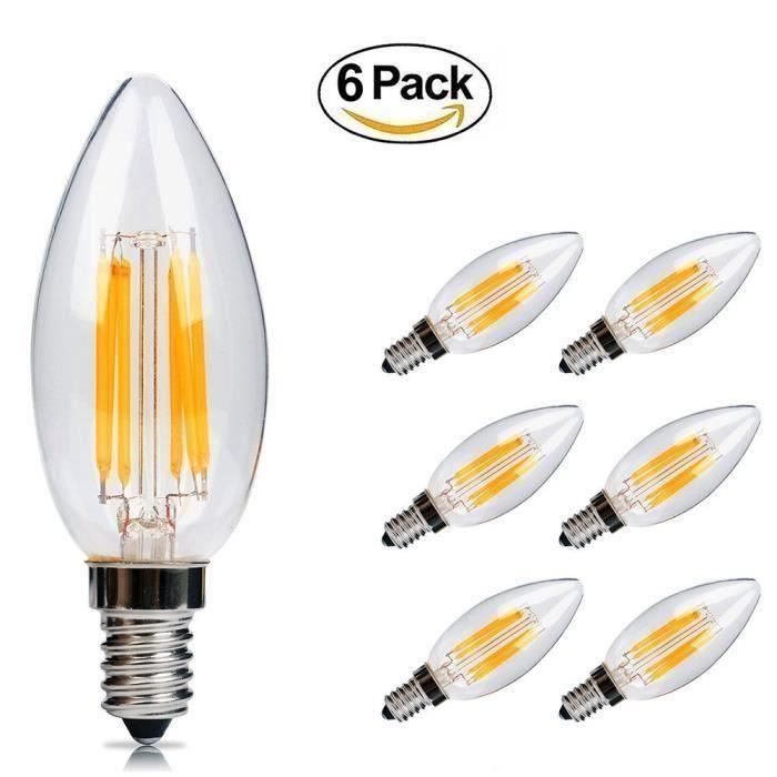 Lot de 6 Ampoule LED E14 à Filament 6W 600LM 2700K,Equivalent à Ampoule Halogène 60W a855 Bo16700