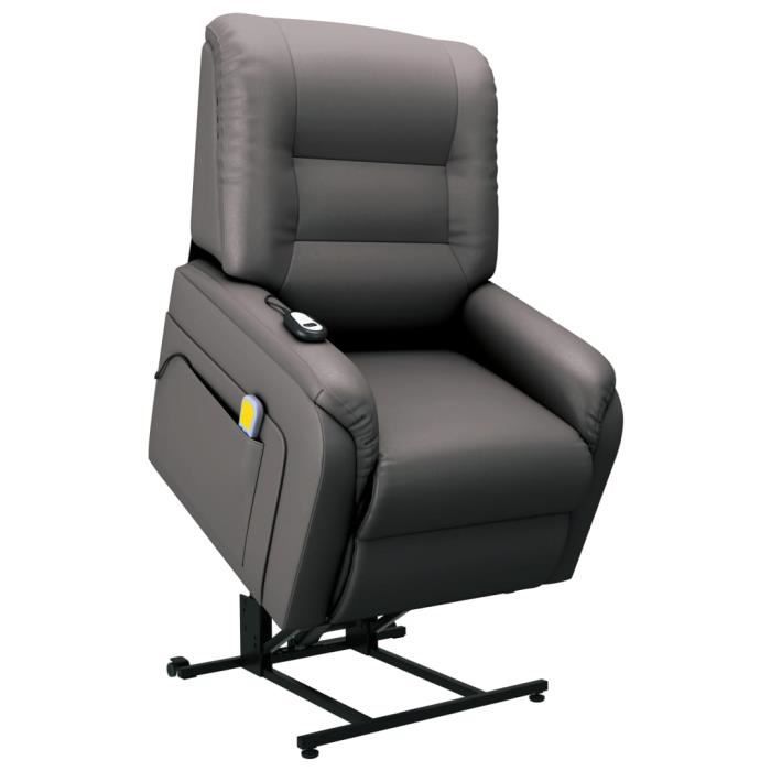 Top Fauteuil Relaxation de Massage inclinable - Fauteuil de relax Fauteuil Relax TV électrique Gris Similicuir ☺621316
