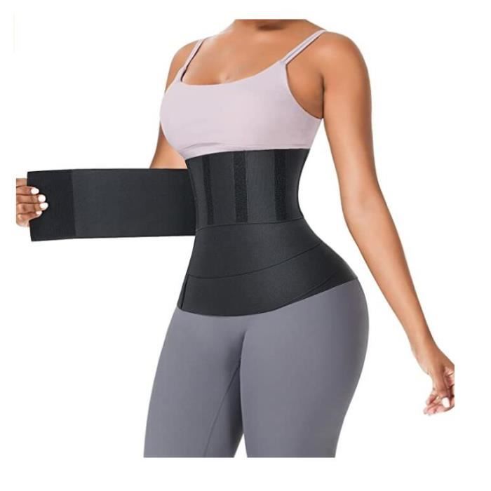 Wrap Waist Trainer pour Femme Bande d'entraînement à la Taille enveloppante, Corset de Sport Noir