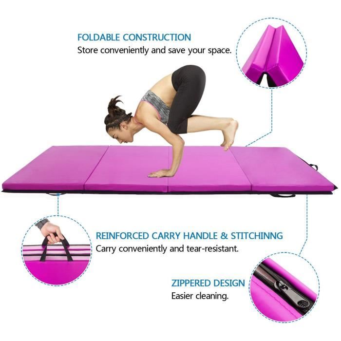 C3N 240*120*5cm Tapis de Gymnastique Pliable-Violet