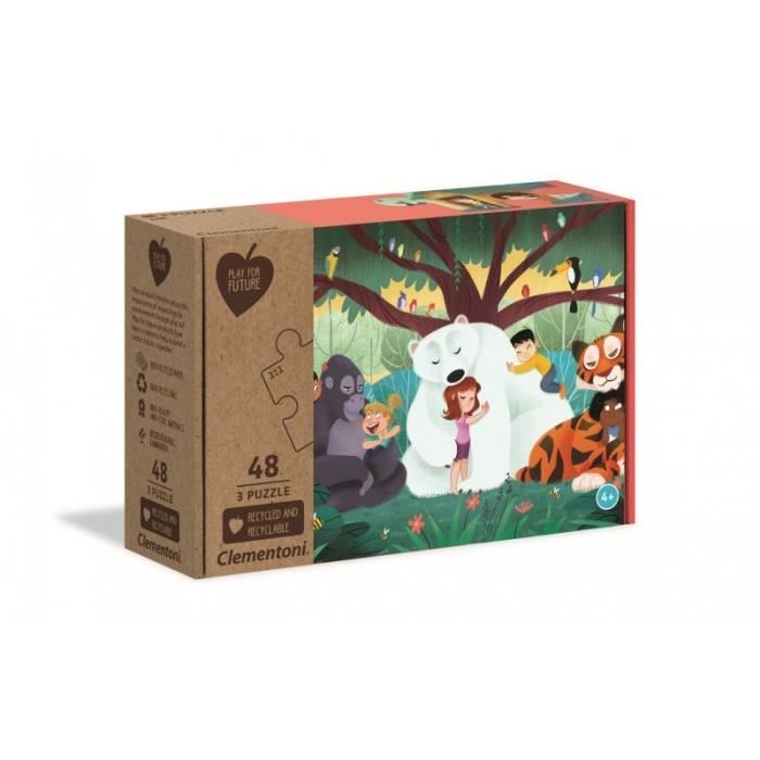 Clementoni Play for Future-Fantasyland-3x48 Enfant-boîte de 3 Puzzles (48 pièces) -matériaux 100% recyclés-fabriqué