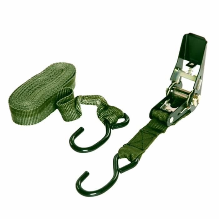 SANGLE D'AMARRAGE OU SANGLE A CLIQUET ARMY VERT OLIVE 4.5 METRES