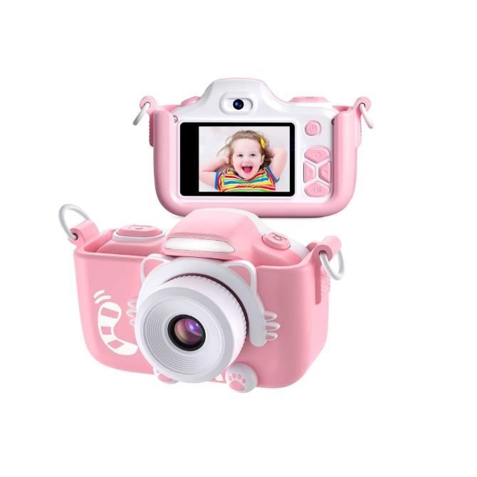 Appareil Photo pour Enfants, Caméscope Selfie pour Appareil Photo Numérique pour Petites Filles, 2 Pouces LCD / 1080P HD / 12MP / 25