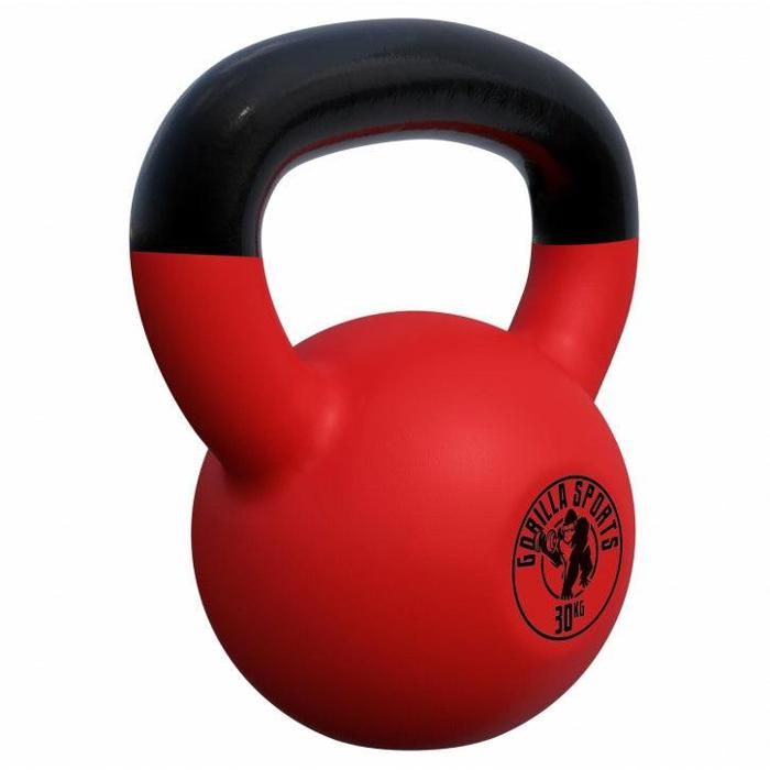 Gorilla Sports - poids Kettlebell fonte néoprène 2Kg à 32kg - 30 KG Noir