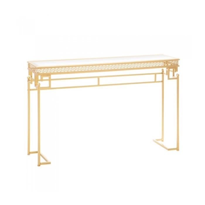 Console en Métal Doré et Plateau Miroir Style Oriental 0,000000
