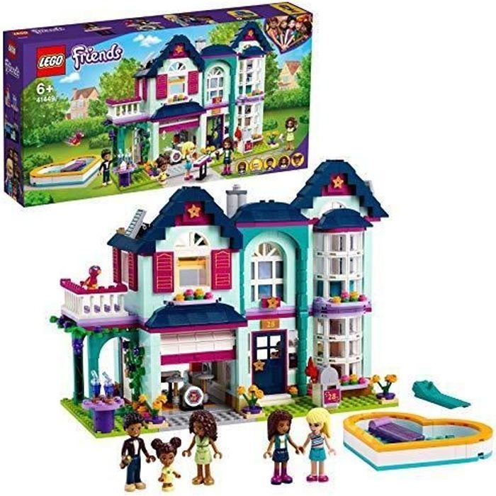 LEGO - Friends 41449 La maison familiale d’Andréa Maison de poupée de 2 étages incluant piscine, studio de musique et figurines