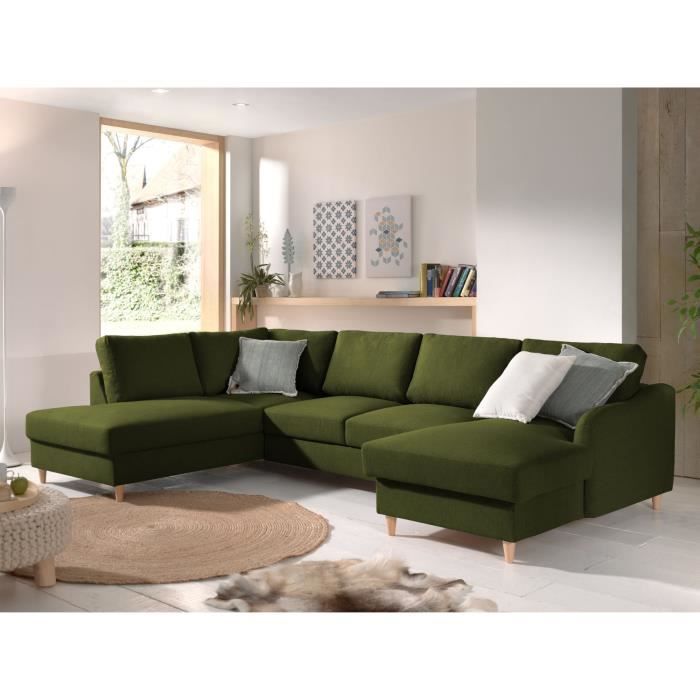 Canapé d'angle 7 places Tissu Scandinave Panoramique