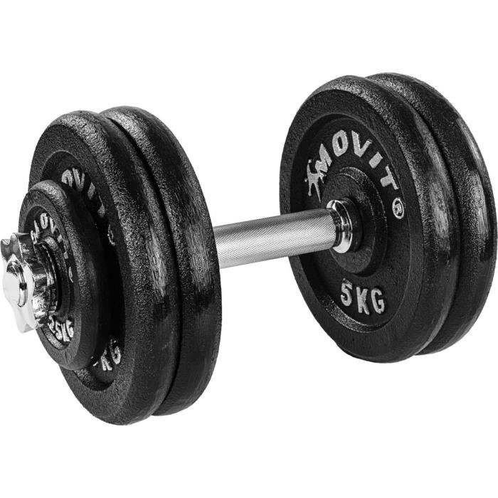 MOVIT 1 x Haltère court de 25 kg en fonte (poids 4x5kg et 2 x 1,25kg)