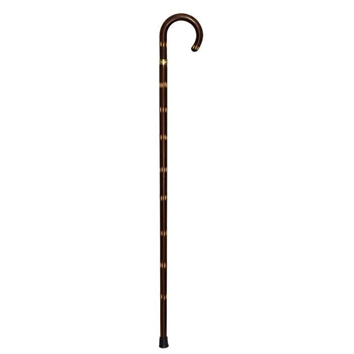 Canne courbée NOVOLIFE NL-31005 - Manche sculpté - En bois de hêtre foncé - Corps en aluminium noir - Grande qualité