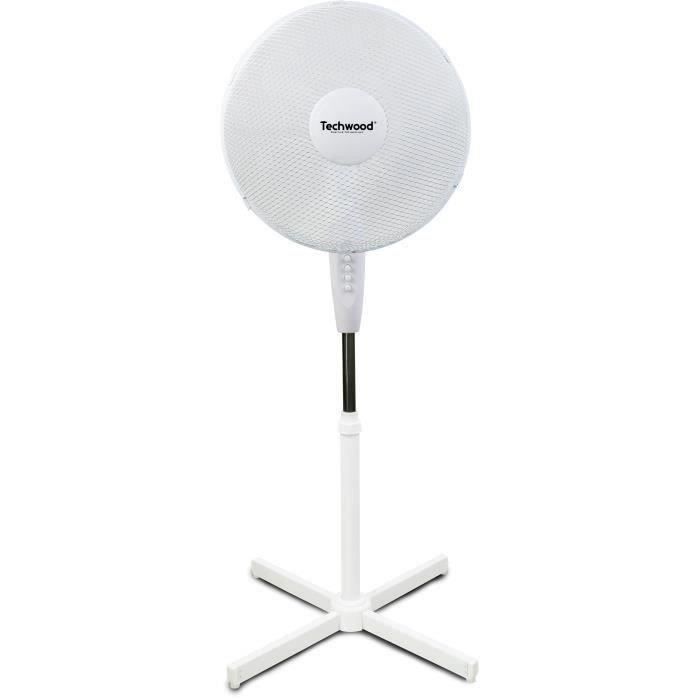 TECHWOOD 40 watts Ventilateur sur pied 40cm - 3 vitesses de ventilation - Réglage : - Hauteur - Oscillation - Orientation