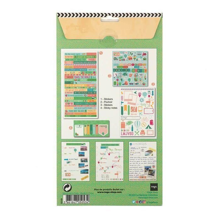 Kit Scrapbooking Formes et Stickers - Carnet de voyages