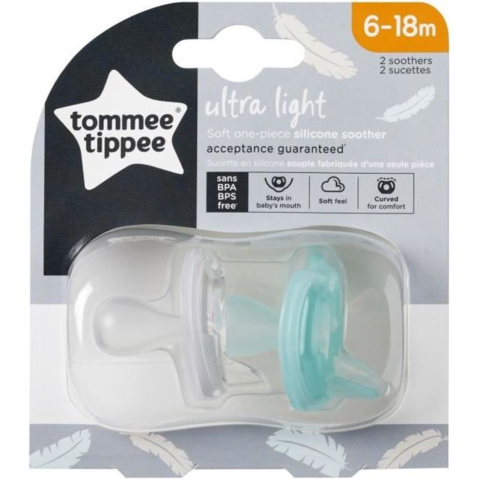 TOMMEE TIPPEE Sucette en silicone ultra légère x2 6-18 mois