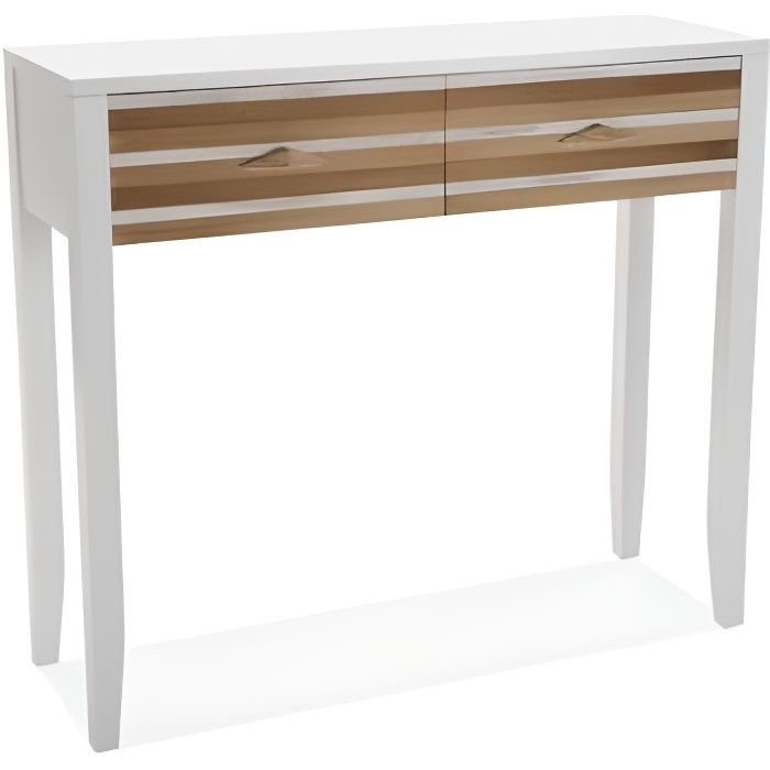 Console entrée bois clair et blanc ZEN