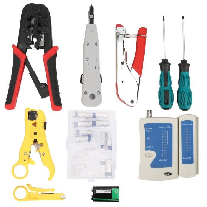 YUYⓨKit d'outils de réparation de câble réseau, maintenance de testeur de câble Pour les téléphones RJ11 et câbles LAN RJ45