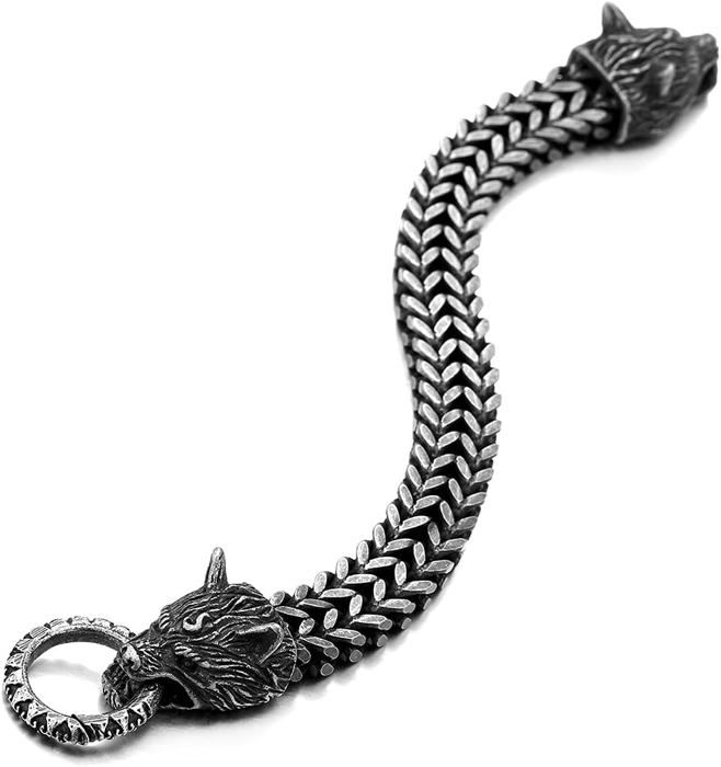 Bracelet Chaîne Dragon En Acier Inoxydable - Style Motard Tribal Gothique - Homme